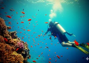 exploring coral-covered shipwreck